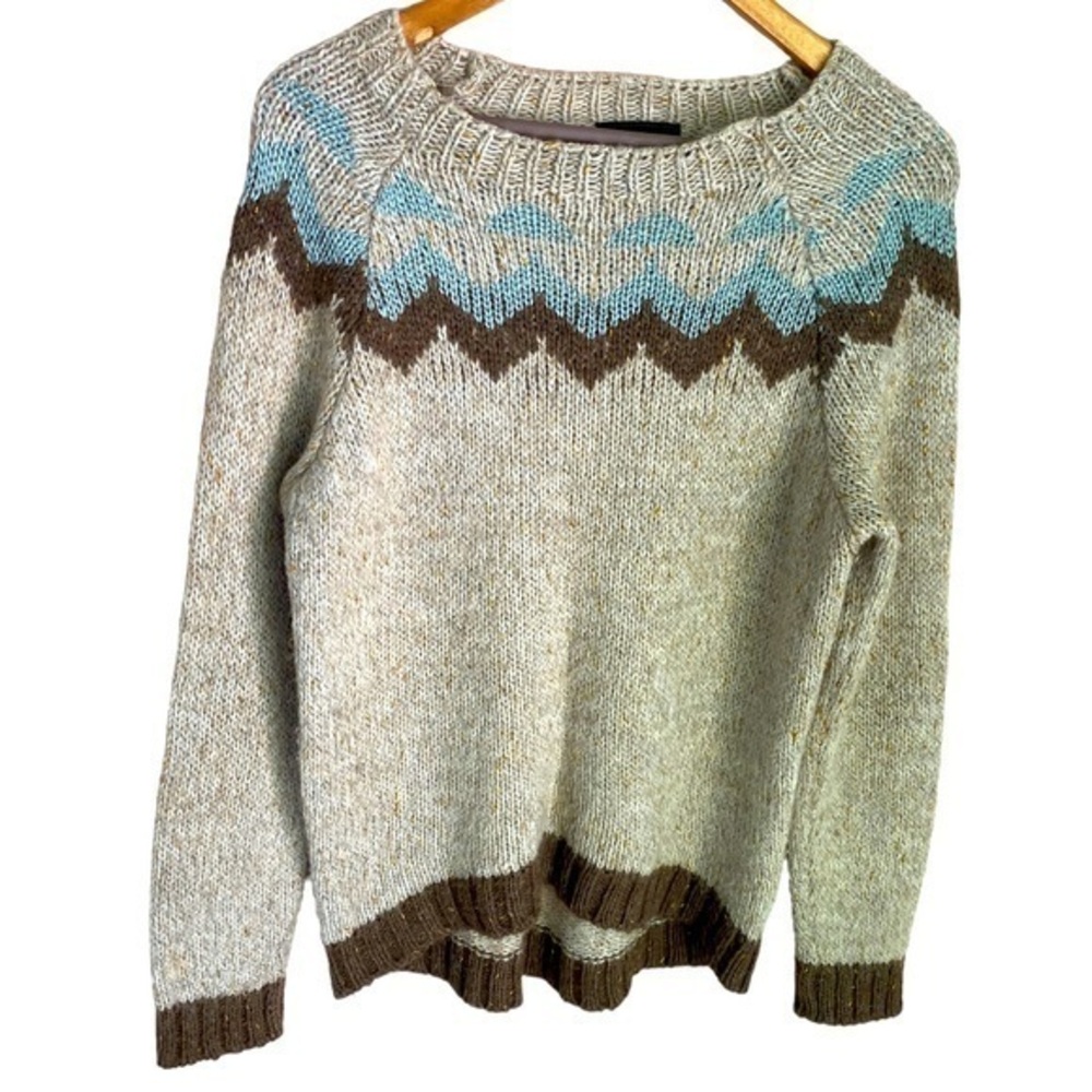 Marv Made In Italy Wool Alpaca Blend Chevron Mockneck Pullover Sweater Medium